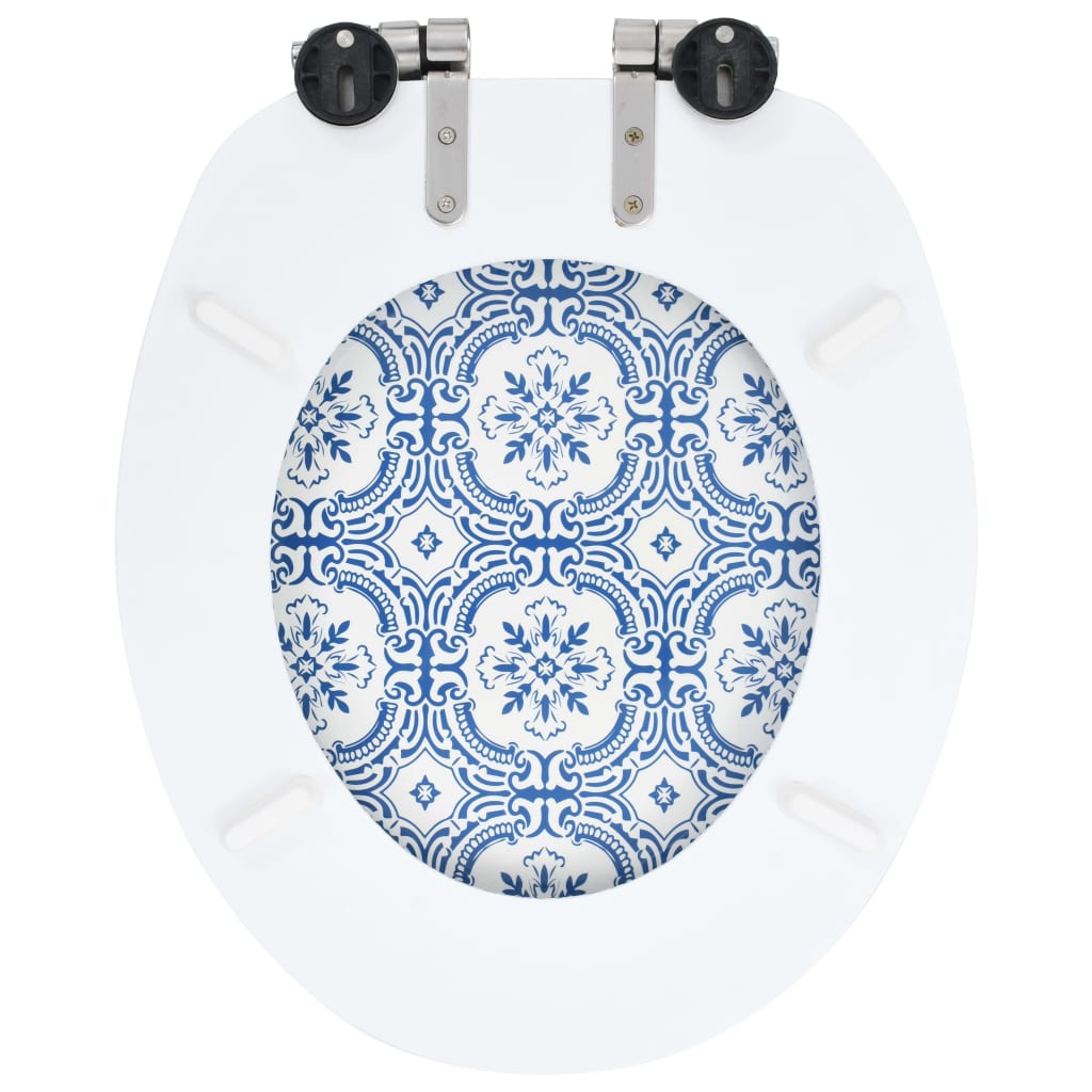 vidaXL Deska za WC školjko počasno zapiranje MDF dizajn porcelan
