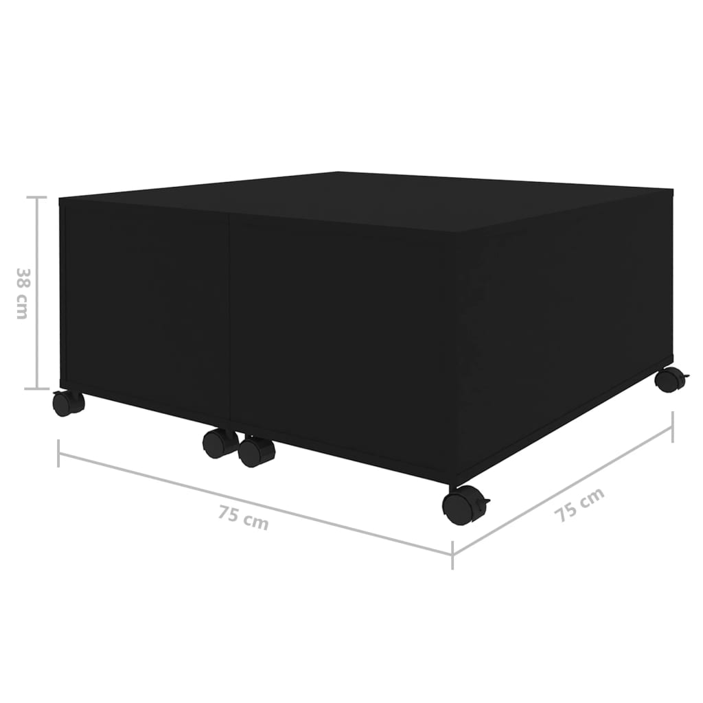 vidaXL Klubska mizica črna 75x75x38 cm iverna plošča
