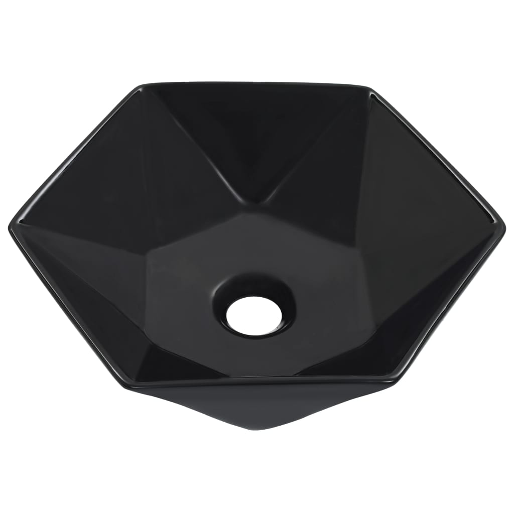 vidaXL Umivalnik 40x36,5x12 cm keramičen črn