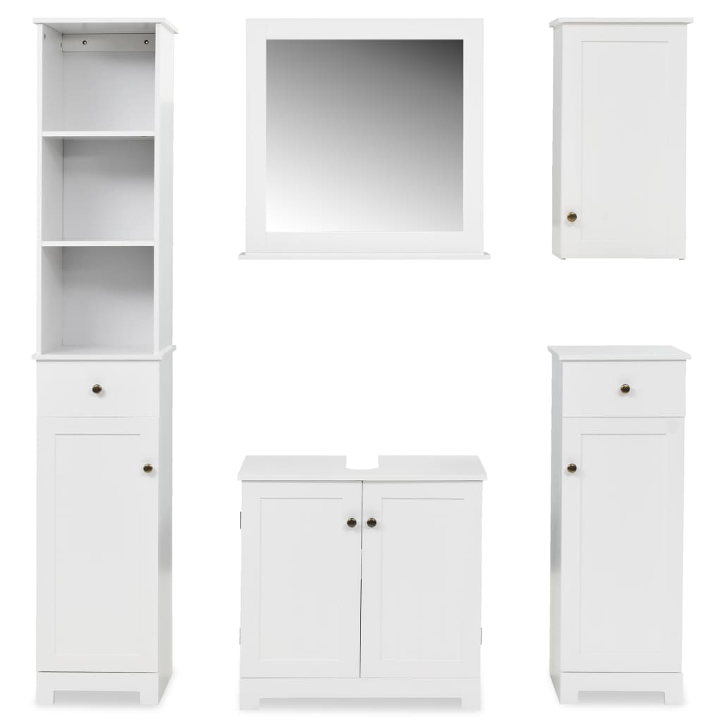 vidaXL Komplet kopalniškega pohištva 5-delni bele barve