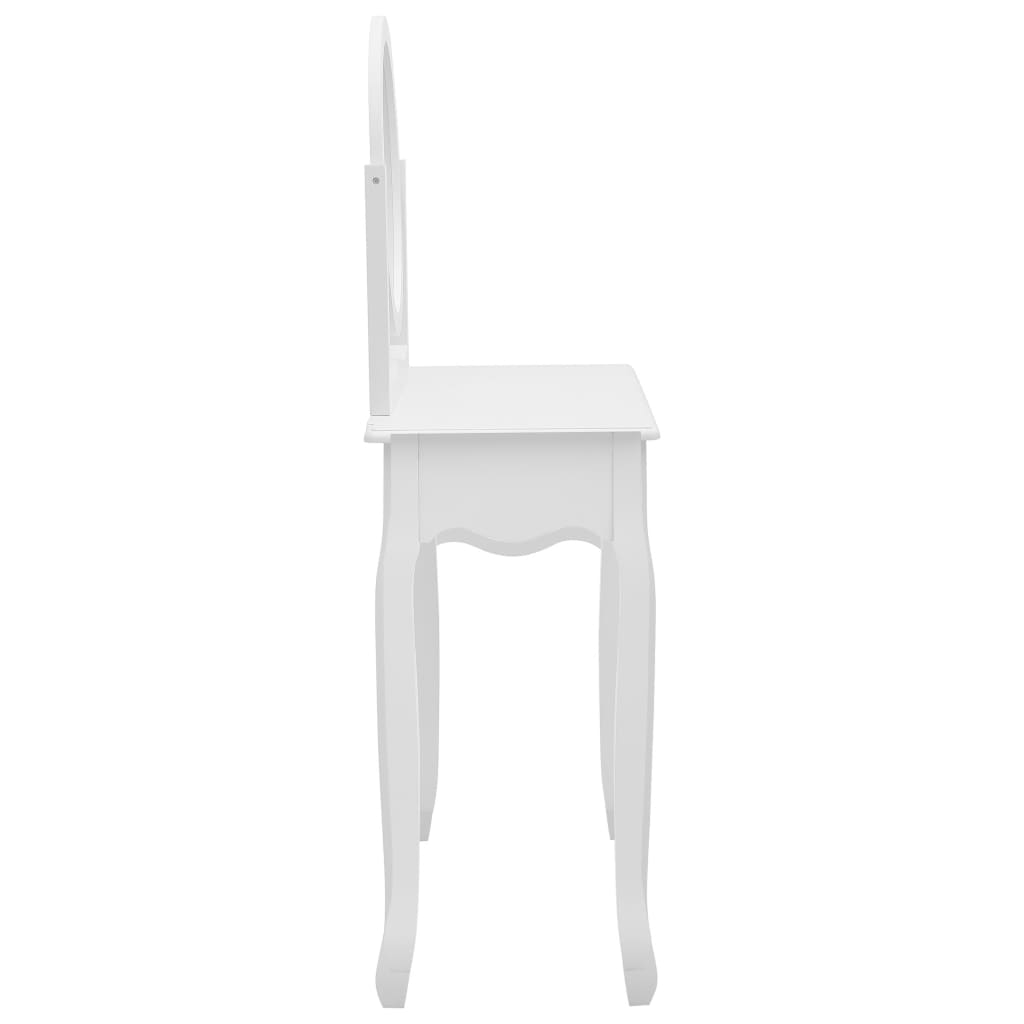vidaXL Mizica za ličenje s stolčkom bela 65x36x128cm pavlovnija in MDF