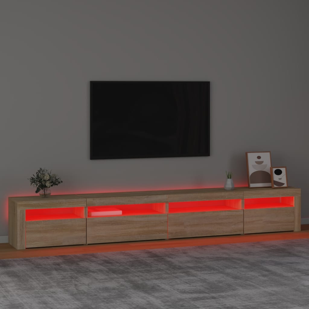 vidaXL TV omarica z LED lučkami sonoma hrast 270x35x40 cm