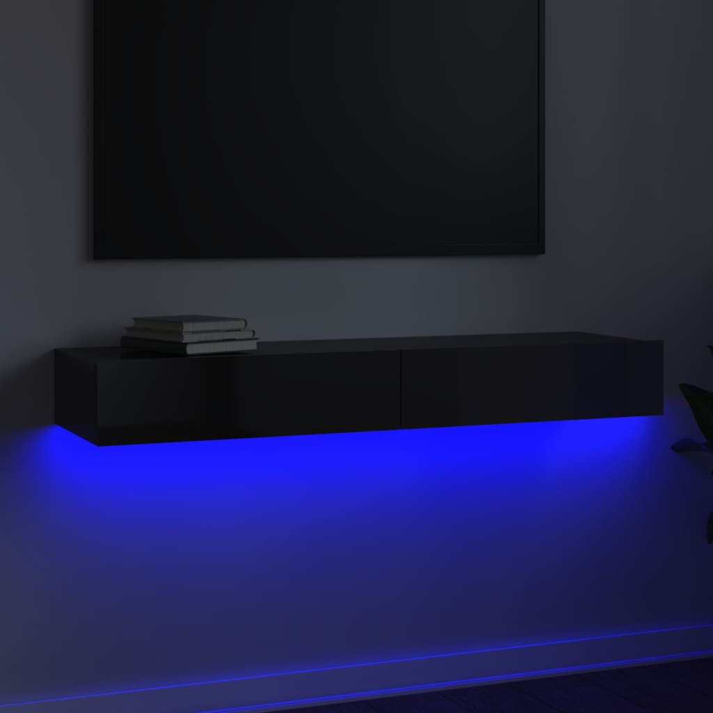 vidaXL TV omarica z LED lučkami visok sijaj siva 120x35x15,5 cm