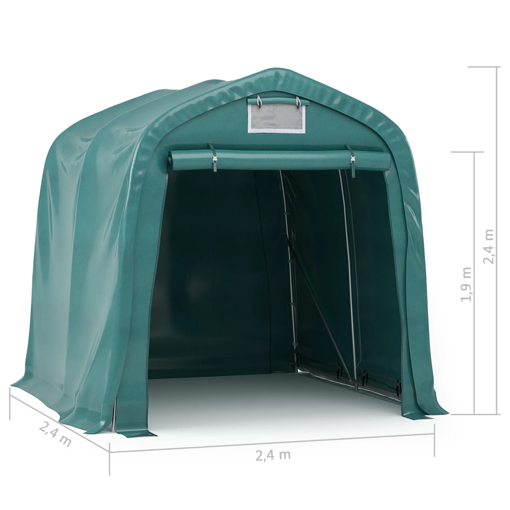 vidaXL Garažni šotor PVC 2,4x2,4 m zelen