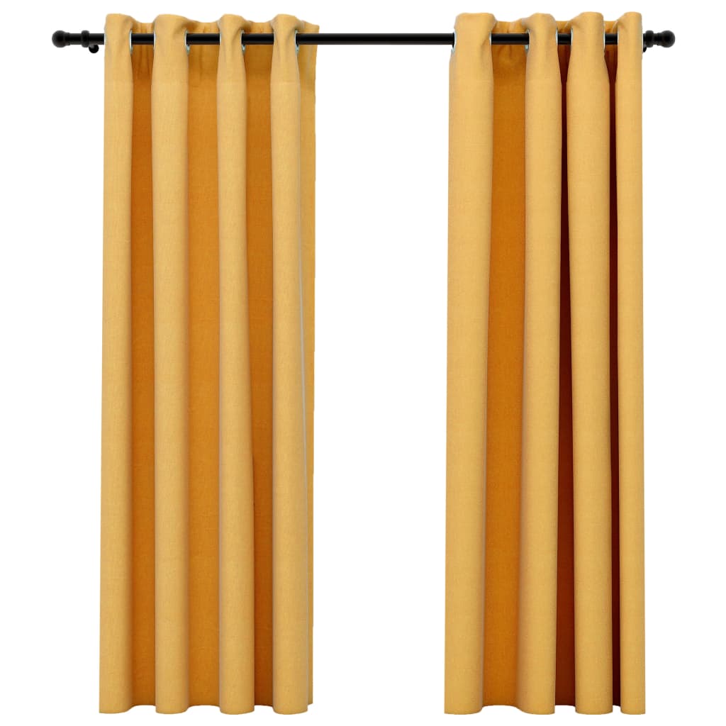 vidaXL Zatemnitvene zavese z obročki 2 kosa rumene 140x175 cm