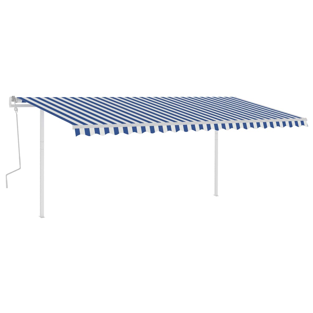 vidaXL Ročno zložljiva tenda s stebrički 5x3,5 m modra in bela