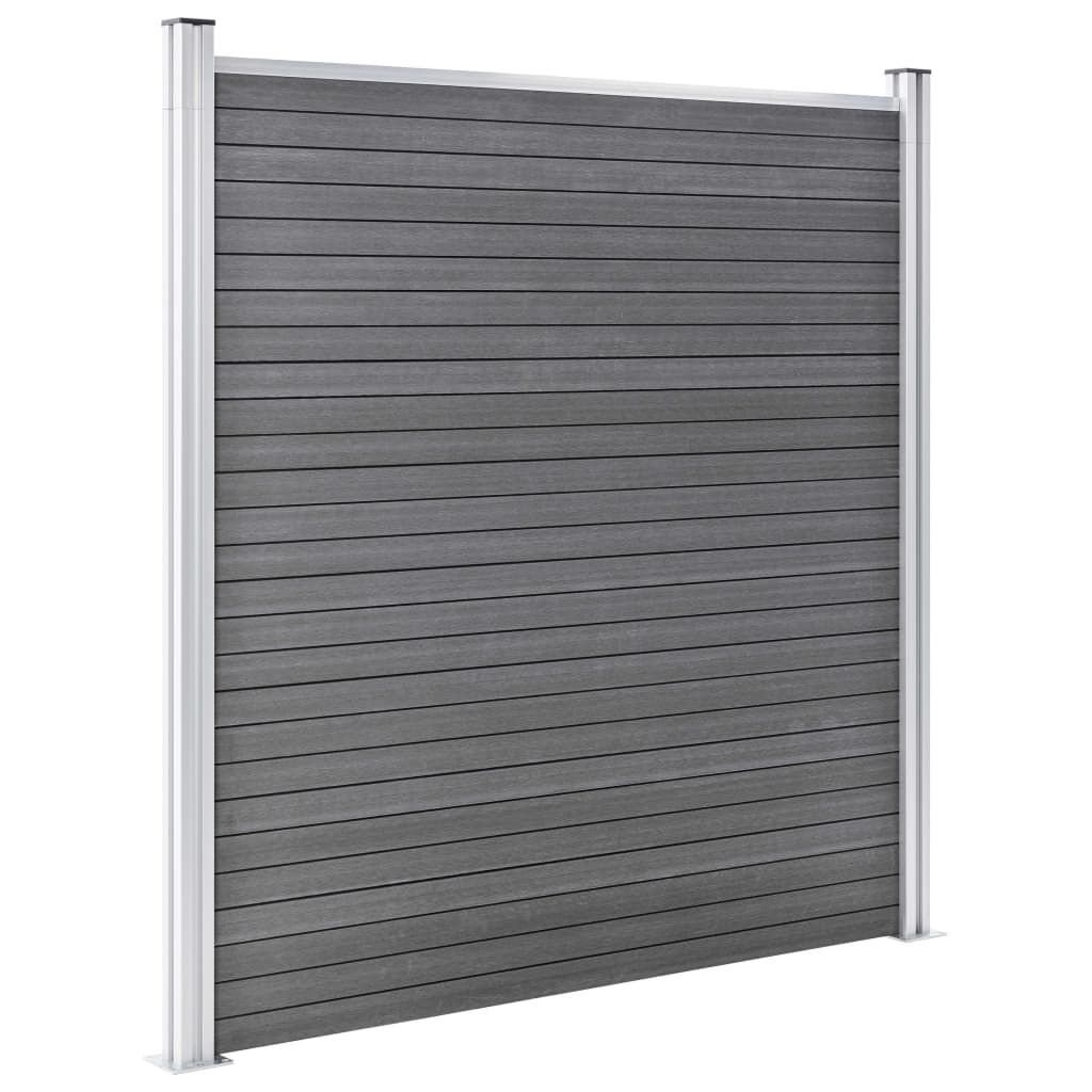 vidaXL WPC ograjni paneli 8 kvadratnih + 1 poševni 1484x186 cm sivi