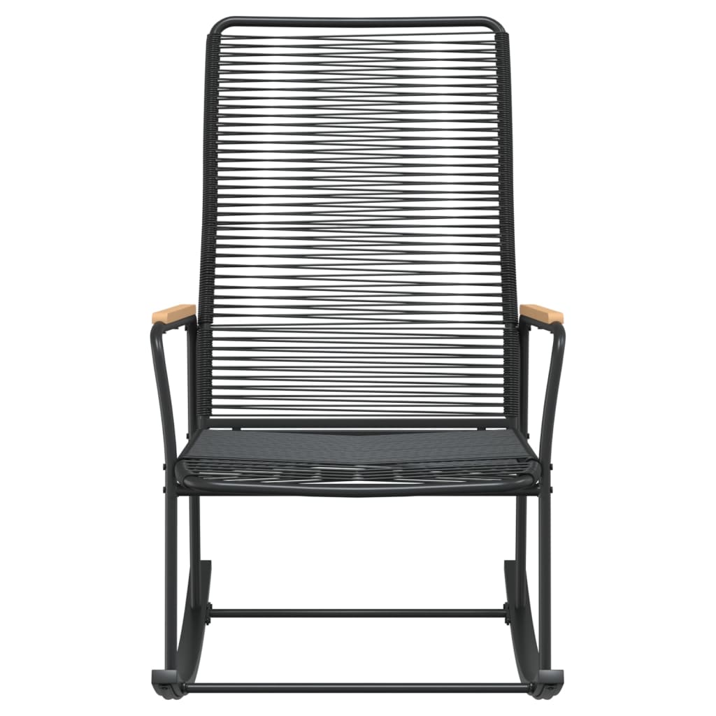 vidaXL Vrtni gugalni stol črn 59x79,5x104 cm PVC ratan