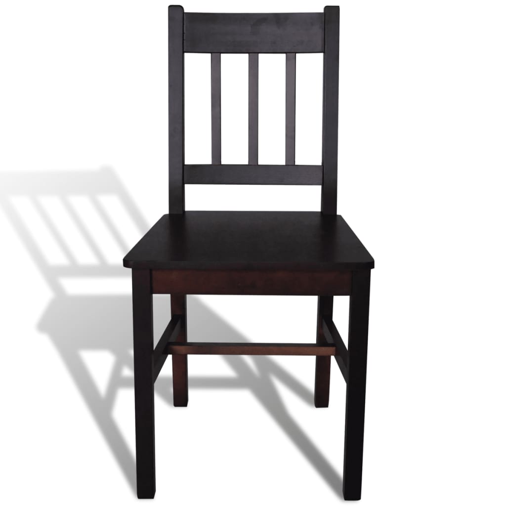 vidaXL Jedilni stoli 2 kosa temno rjavi iz borovine