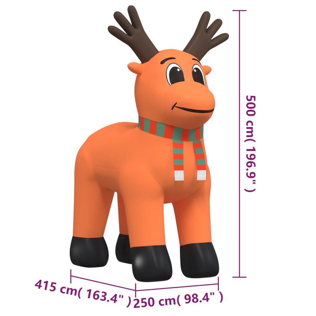vidaXL Božični napihljiv severni jelen z LED lučkami 500 cm