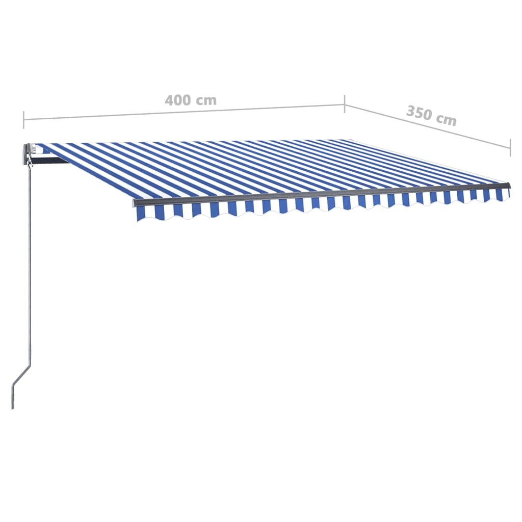 vidaXL Prostostoječa avtomatska tenda 400x350 cm modra/bela