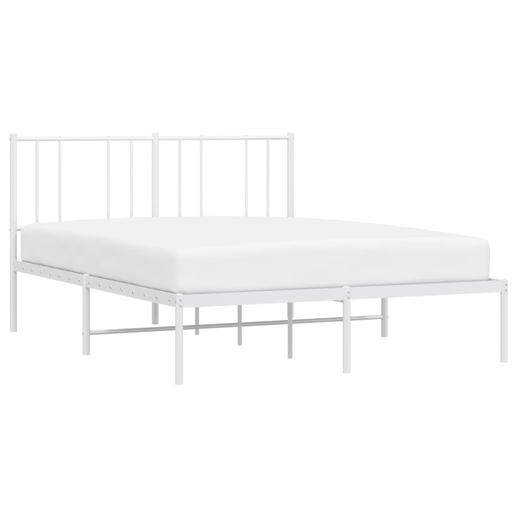vidaXL Kovinski posteljni okvir z vzglavjem bel 160x200 cm