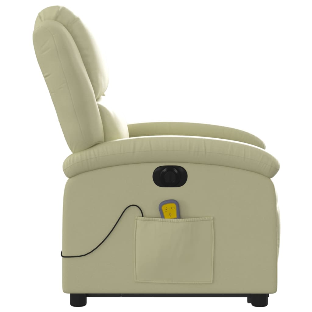 vidaXL Električni masažni stol s funkcijo vstajanja krem umetno usnje