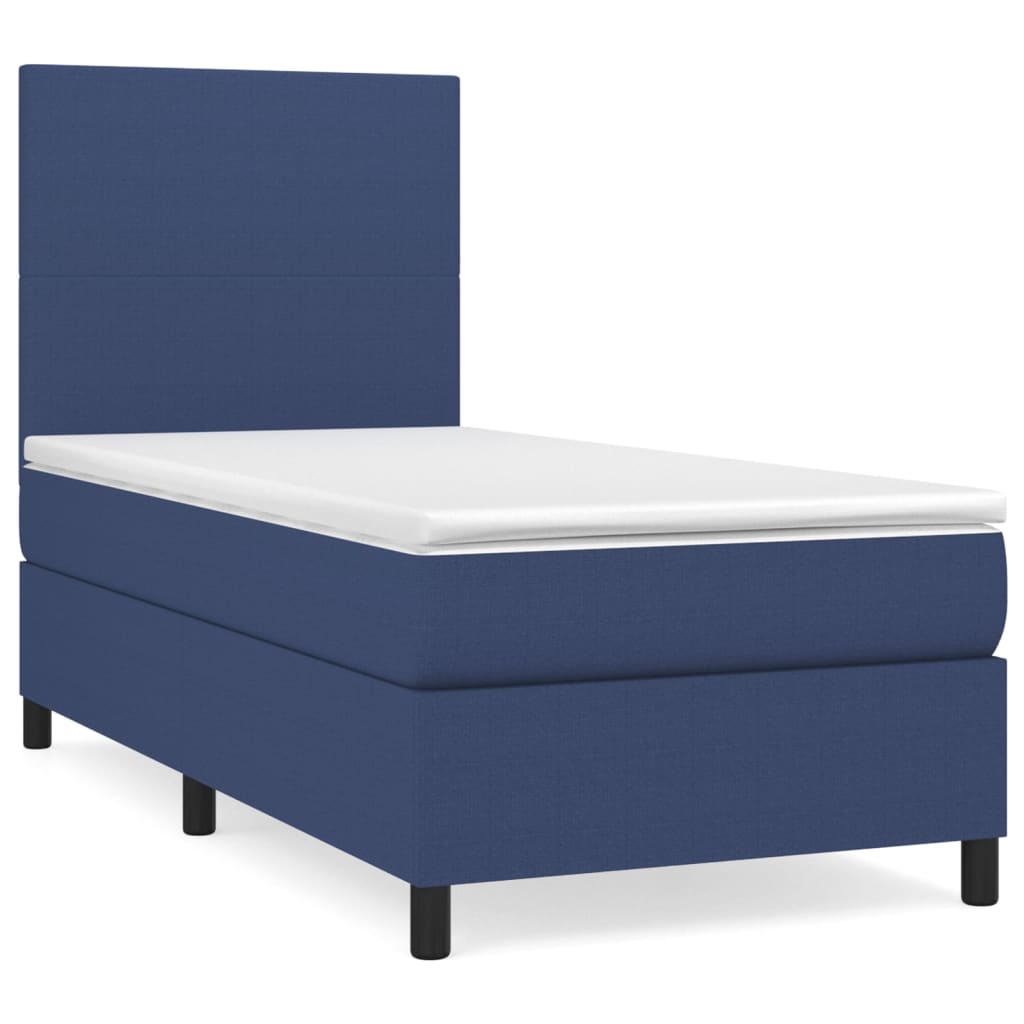 vidaXL Box spring postelja z vzmetnico moder 90x190 cm blago