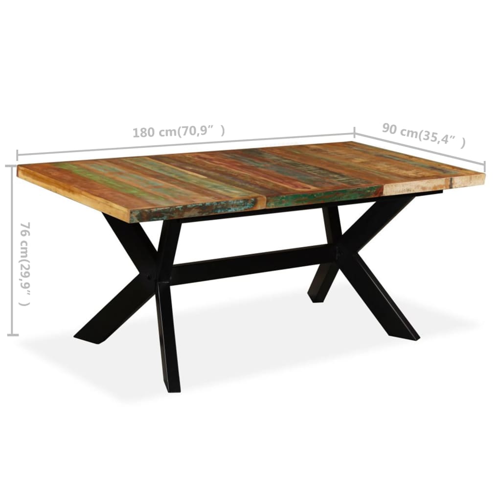 vidaXL Jedilna miza trden predelan les in jeklo 180 cm