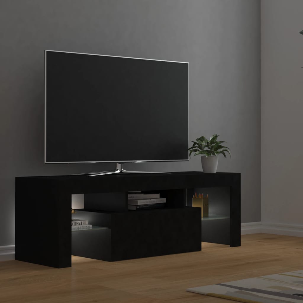 vidaXL TV omarica z LED lučkami črna 120x35x40 cm