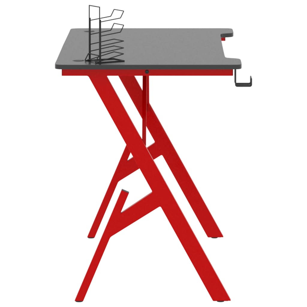 vidaXL Gaming miza z nogami Y-oblike črna in rdeča 110x60x75 cm