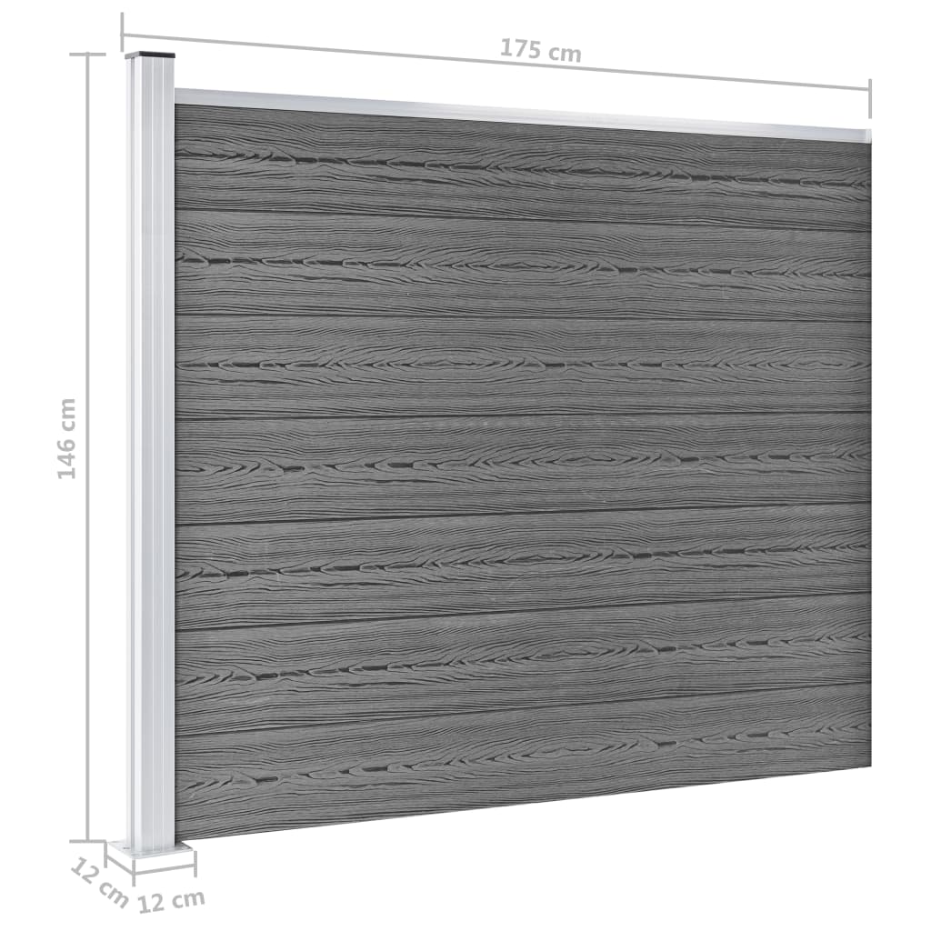 vidaXL Komplet ograjnih panelov WPC 353x146 cm siv