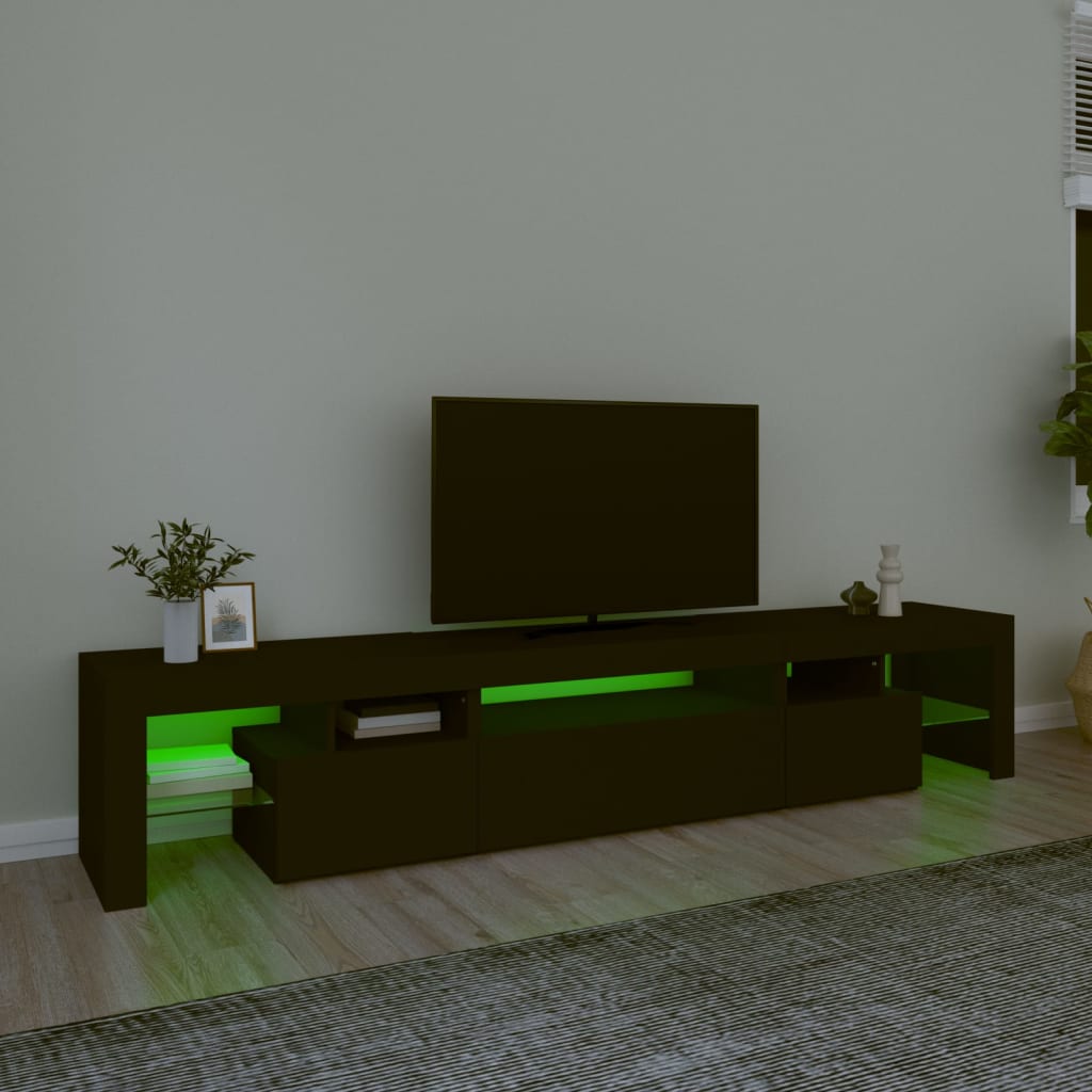 vidaXL TV omarica z LED lučkami črna 215x36,5x40 cm