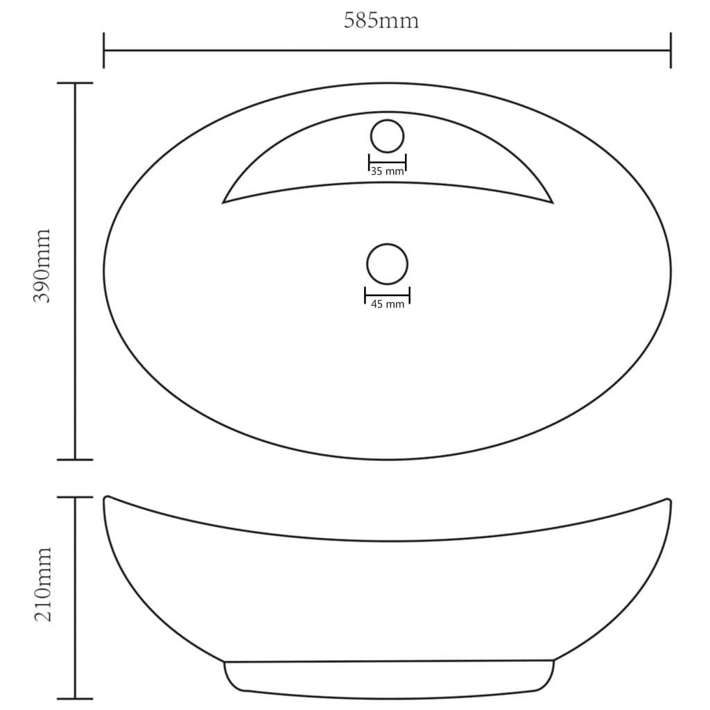 vidaXL Razkošen umivalnik ovalen mat temno siv 58,5x39 cm keramika