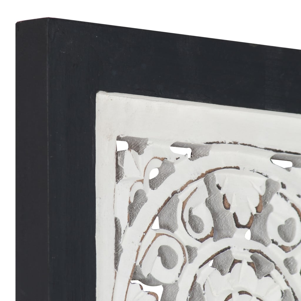 vidaXL Ročno izrezljani stenski panel MDF 40x40x1,5 cm črn in bel