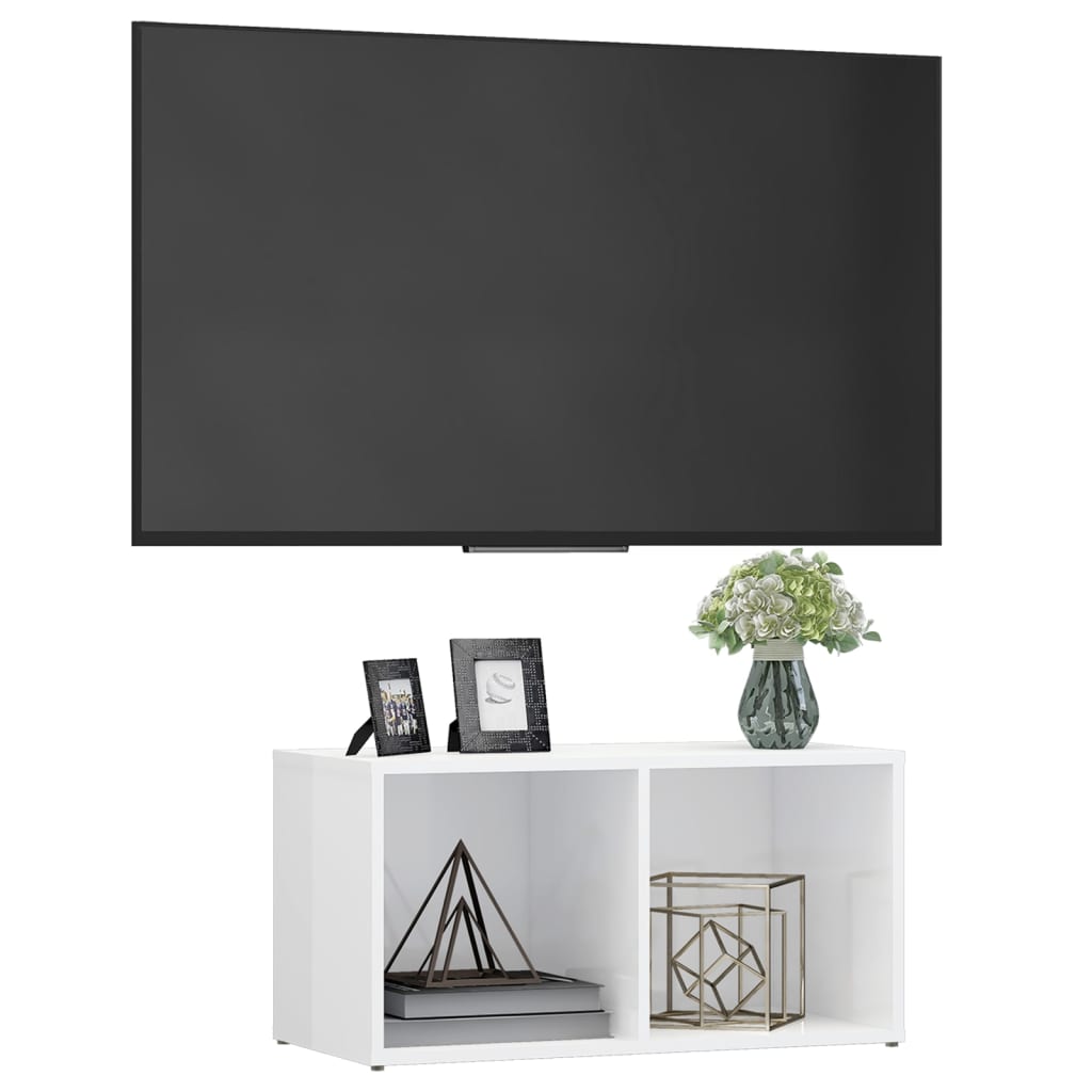 vidaXL TV omarica visok sijaj bela 72x35x36,5 cm iverna plošča