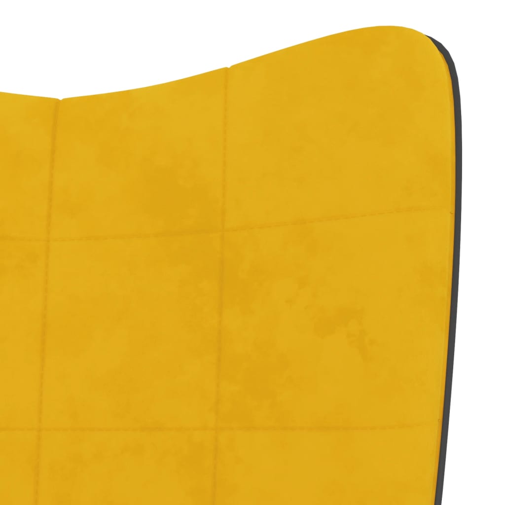 vidaXL Stol za sproščanje s stolčkom gorčično rumen žamet in PVC