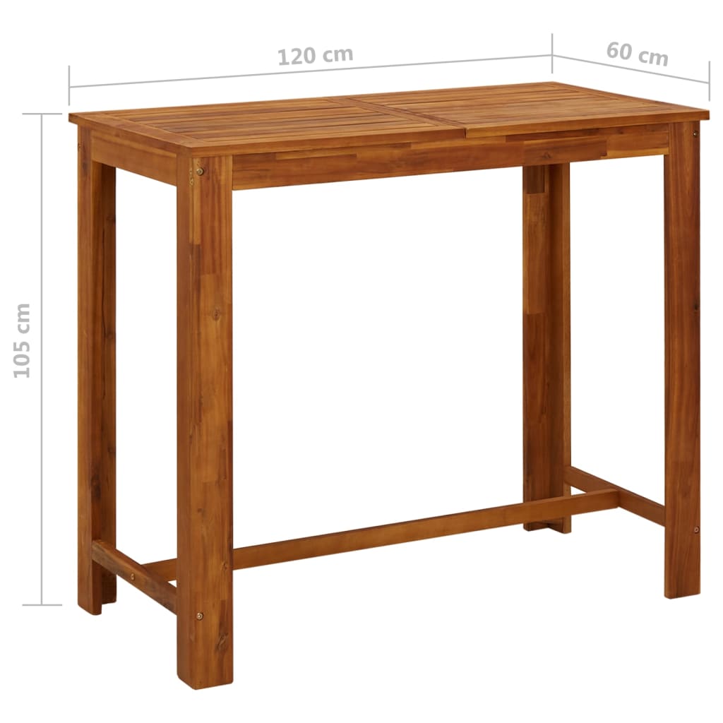 vidaXL Barska miza iz trdnega akacijevega lesa 120x60x105 cm