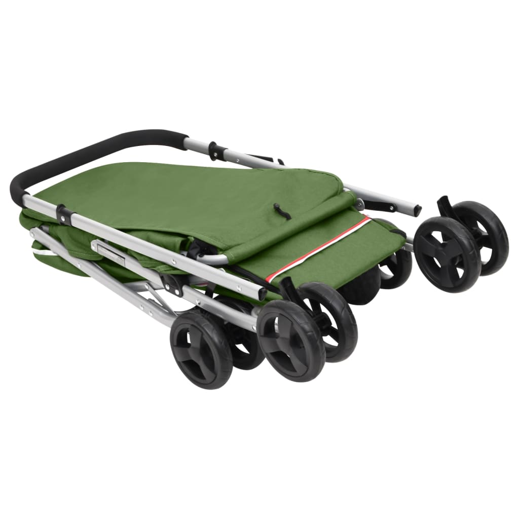 vidaXL Zložljiv pasji voziček zelen 100x49x96 cm laneno blago