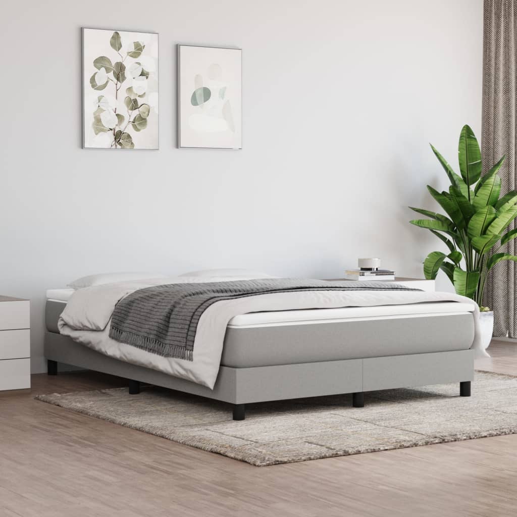 vidaXL Box spring postelja z vzmetnico svetlo siva 160x200 cm žamet