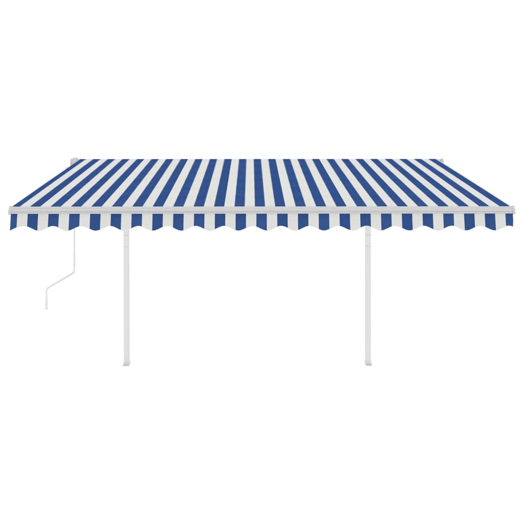 vidaXL Avtomatsko zložljiva tenda s stebrički 4,5x3 m modra in bela