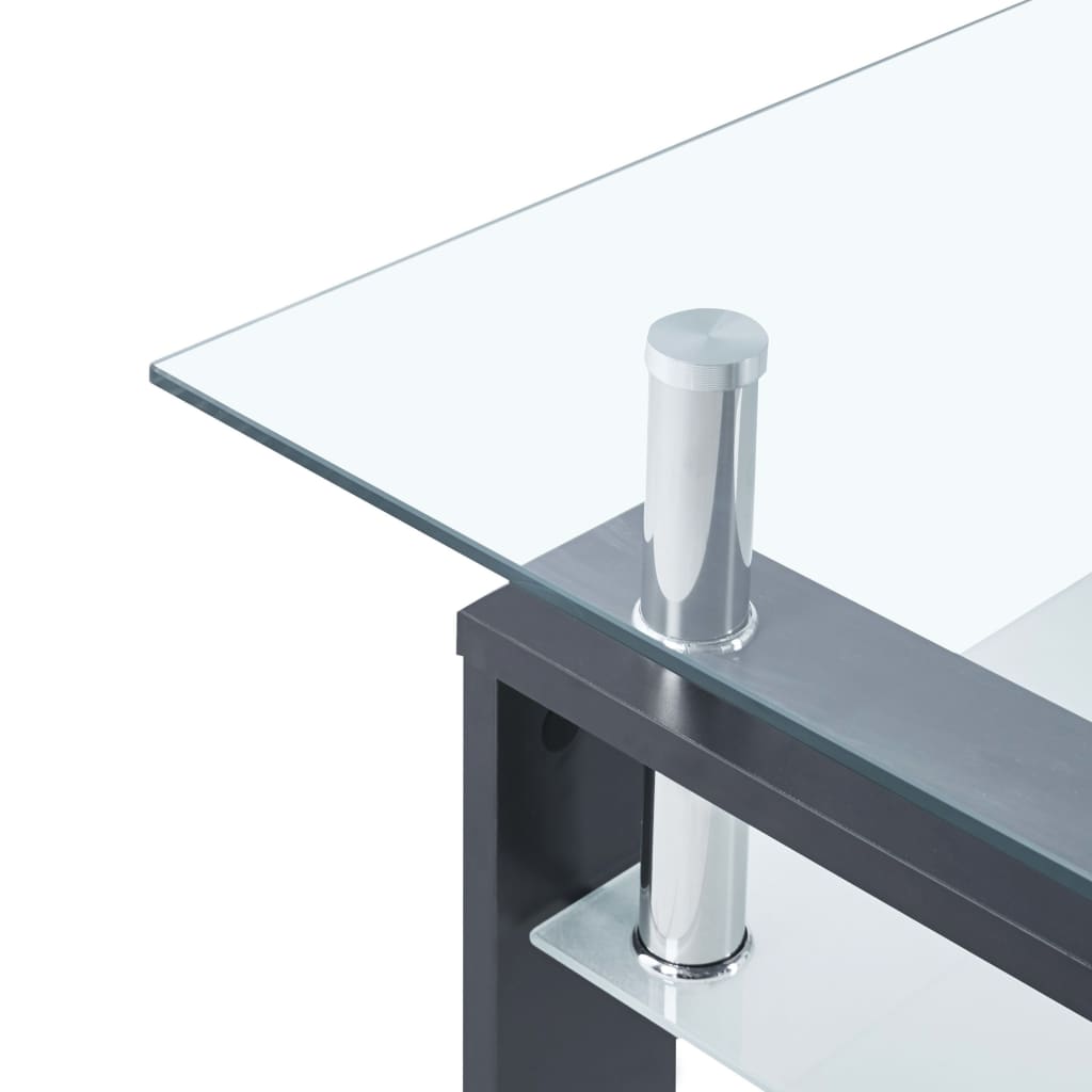 vidaXL Klubska mizica siva in prozorna 95x55x40 cm kaljeno steklo