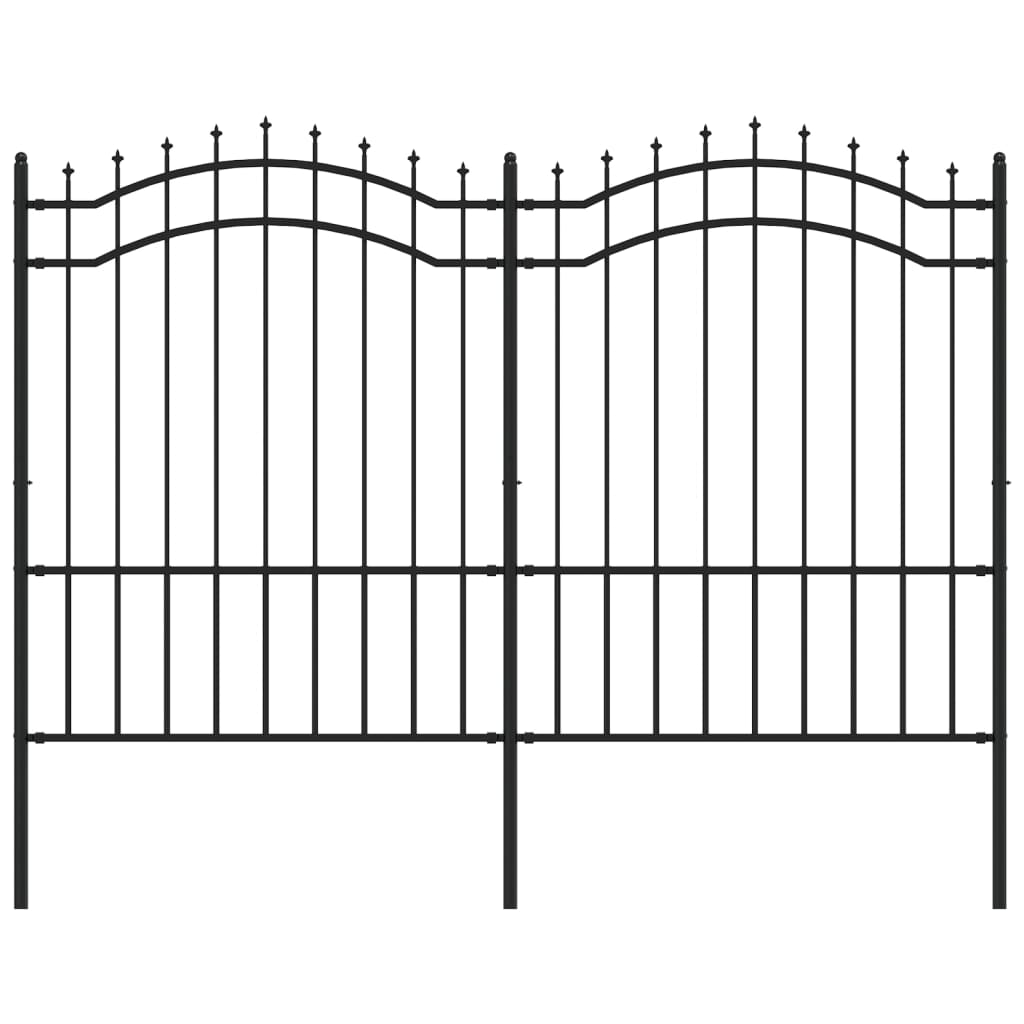 vidaXL Vrtna ograja s suličastim vrhom črna 190 cm prašno jeklo