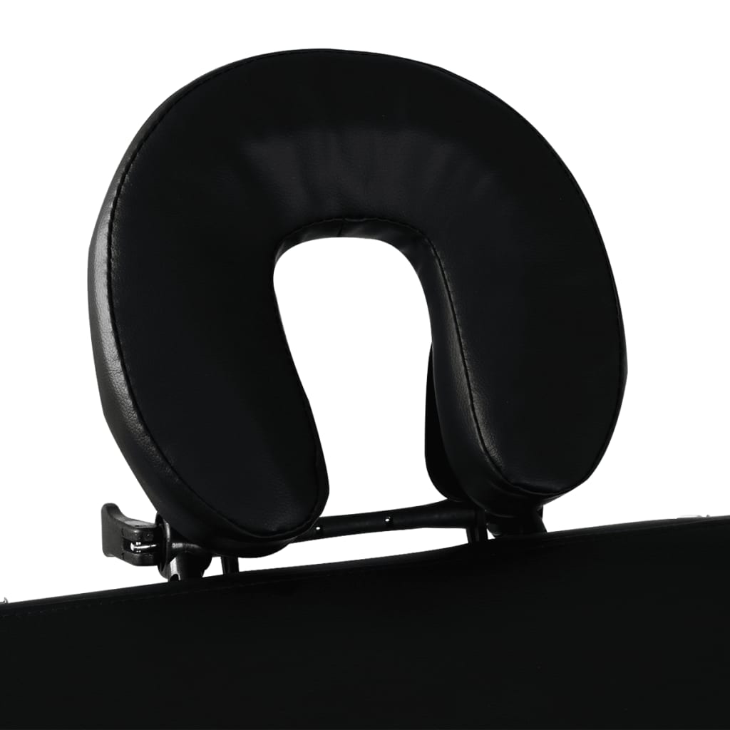 Črna zložljiva masažna miza z 3 območji in aluminjastim okvirjem