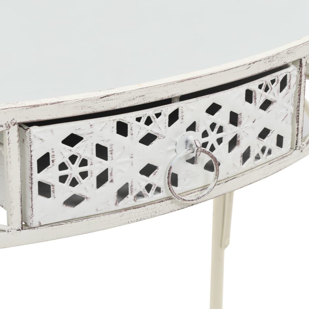 vidaXL Stranska mizica v francoskem stilu iz kovine 82x39x76 cm bela