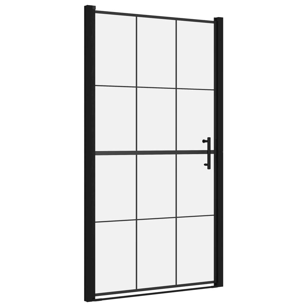 vidaXL Vrata za tuš kaljeno steklo 100x178 cm črna