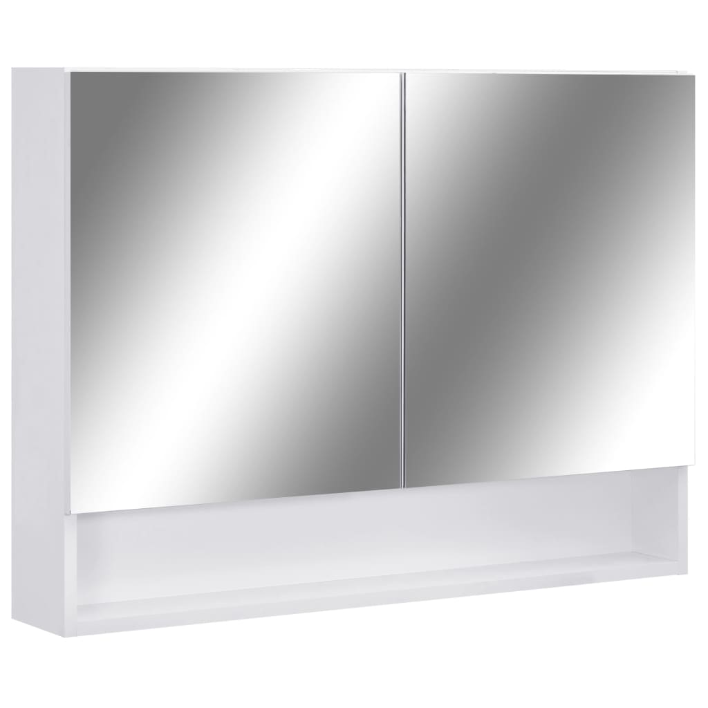 vidaXL LED kopalniška omarica z ogledalom bela 80x15x60 cm MDF