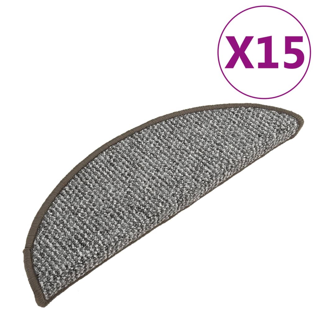 vidaXL Preproge za stopnice 15 kosov sive 65x21x4 cm
