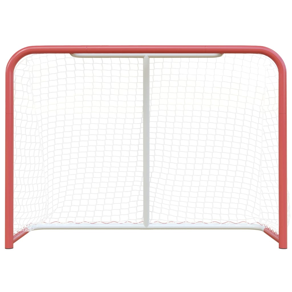 vidaXL Gol za hokej z mrežo rdeč in bel 153x60x118 cm jeklo in PE