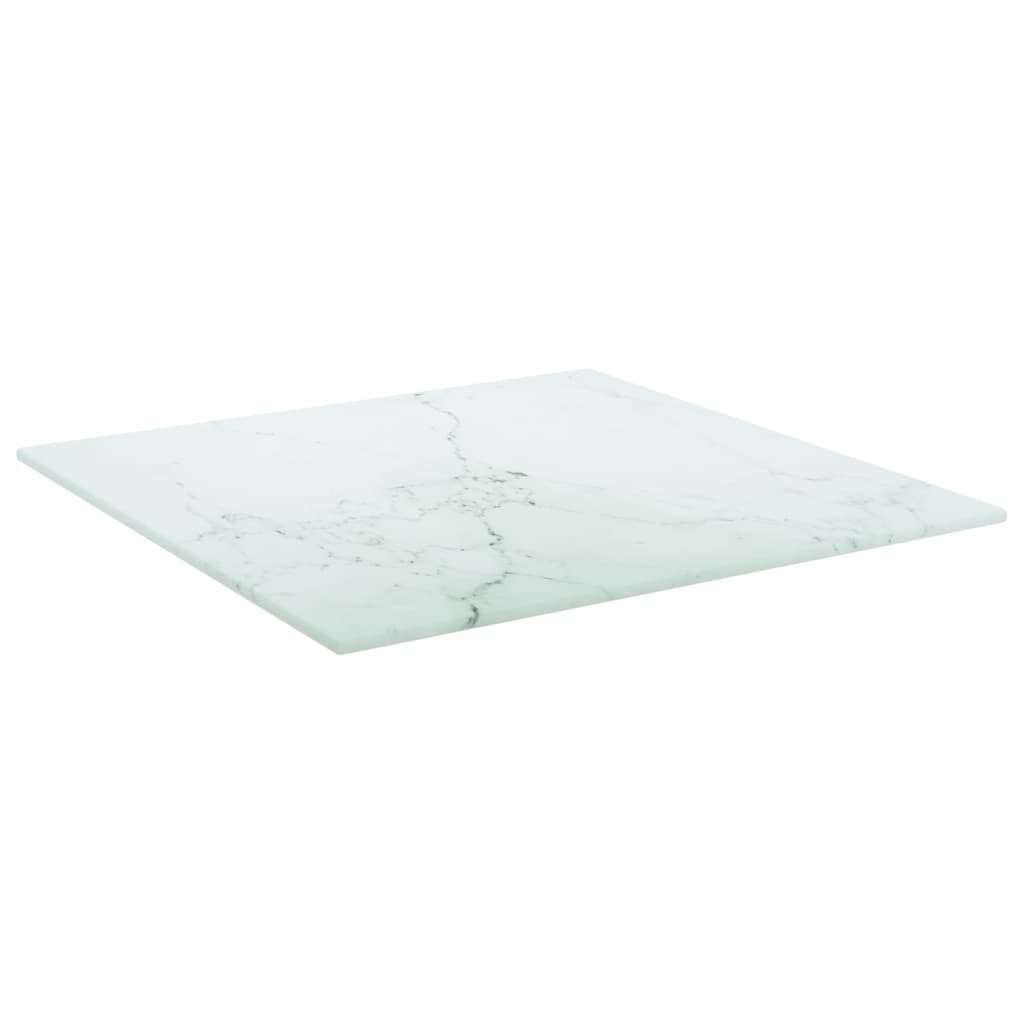 vidaXL Mizna plošča bela 40x40 cm 6 mm kaljeno steklo z marmorjem