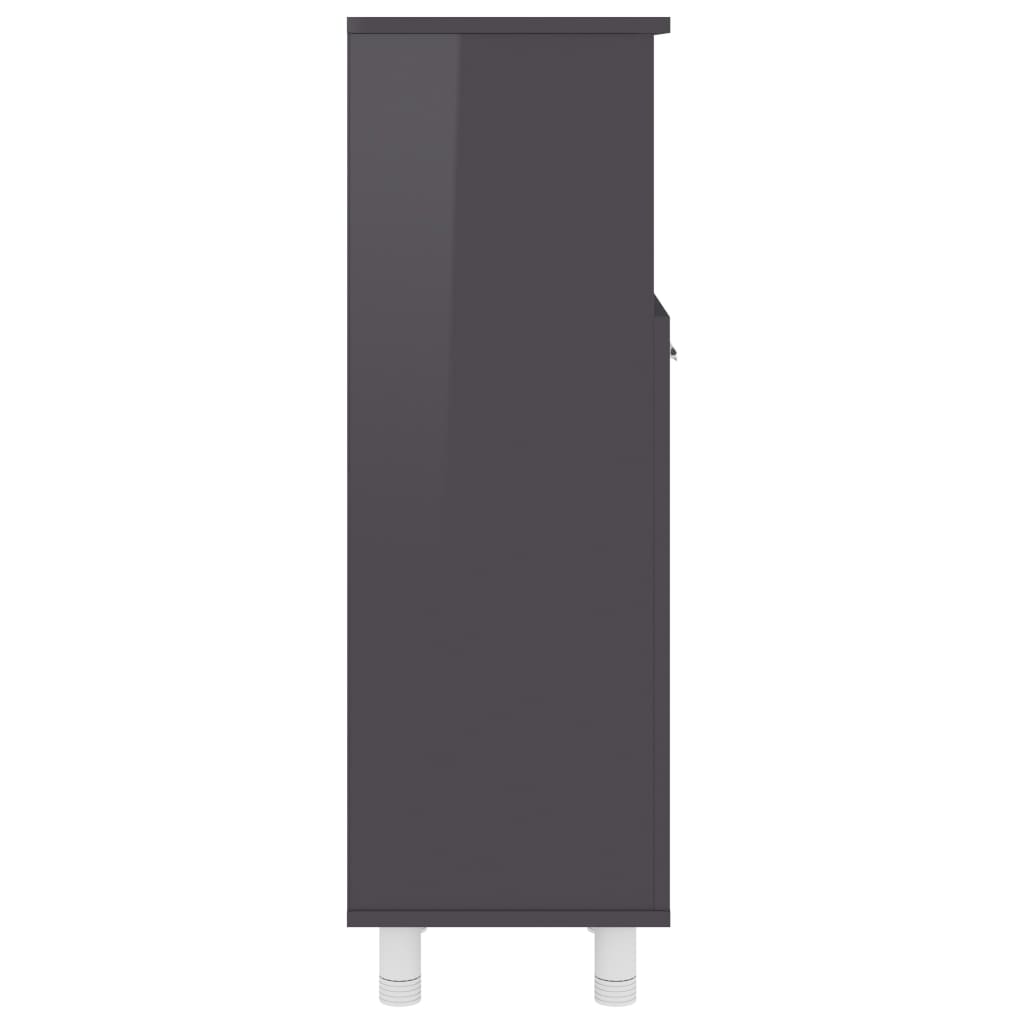 vidaXL Kopalniška omarica visok sijaj siva 30x30x95 cm iverna plošča