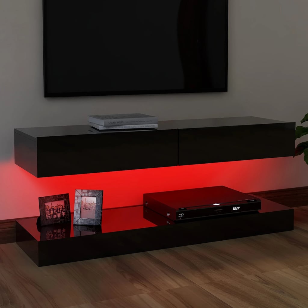 vidaXL TV omarica z LED lučkami visok sijaj črna 120x35 cm
