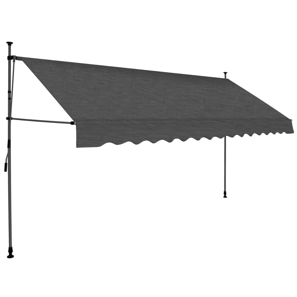 vidaXL Ročno zložljiva tenda z LED lučkami 350 cm antracitna