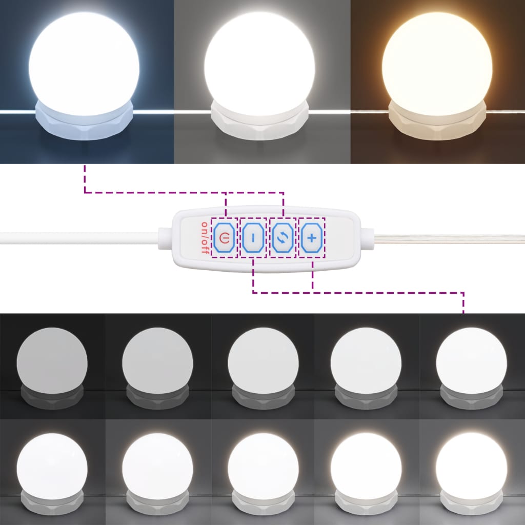 vidaXL Toaletna mizica z LED lučmi siva sonoma 90x50x132,5 cm inž. les