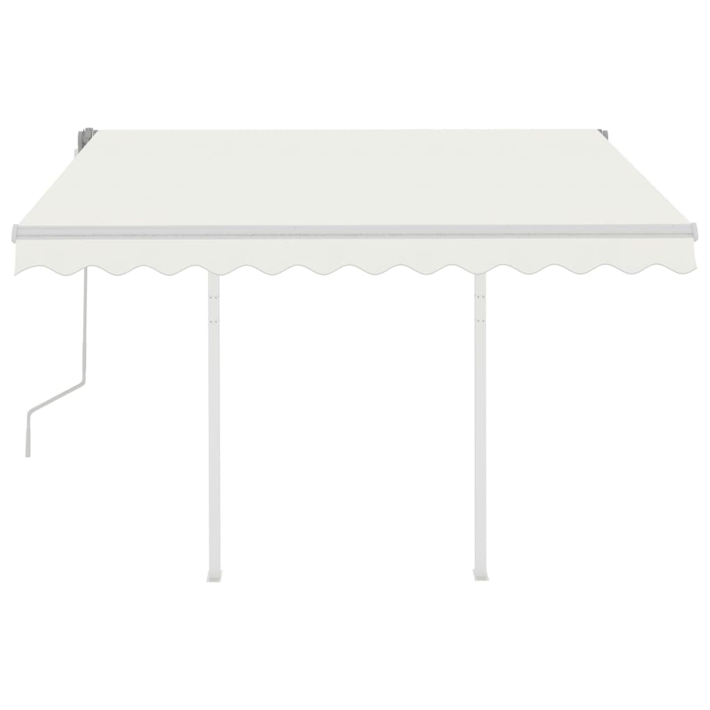 vidaXL Ročno zložljiva tenda s stebrički 3x2,5 m krem