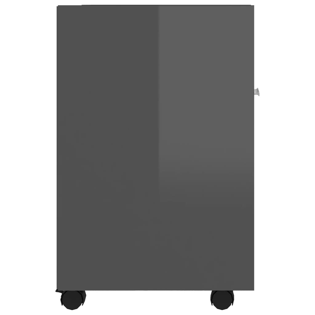 vidaXL Stranska omarica s koleščki visok sijaj siva 33x38x60 cm