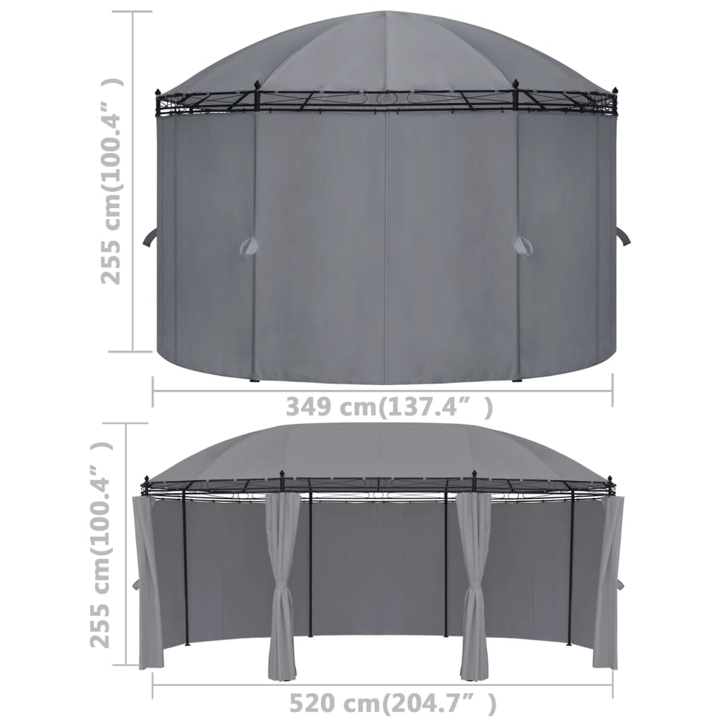 vidaXL Paviljon z zavesami 520x349x255 cm antraciten
