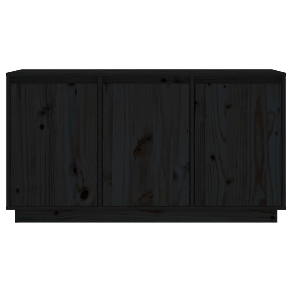 vidaXL Komoda črna 111x34x60 cm trdna borovina