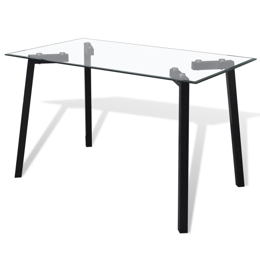 vidaXL Jedilna miza s stekleno površino in črnimi nogami
