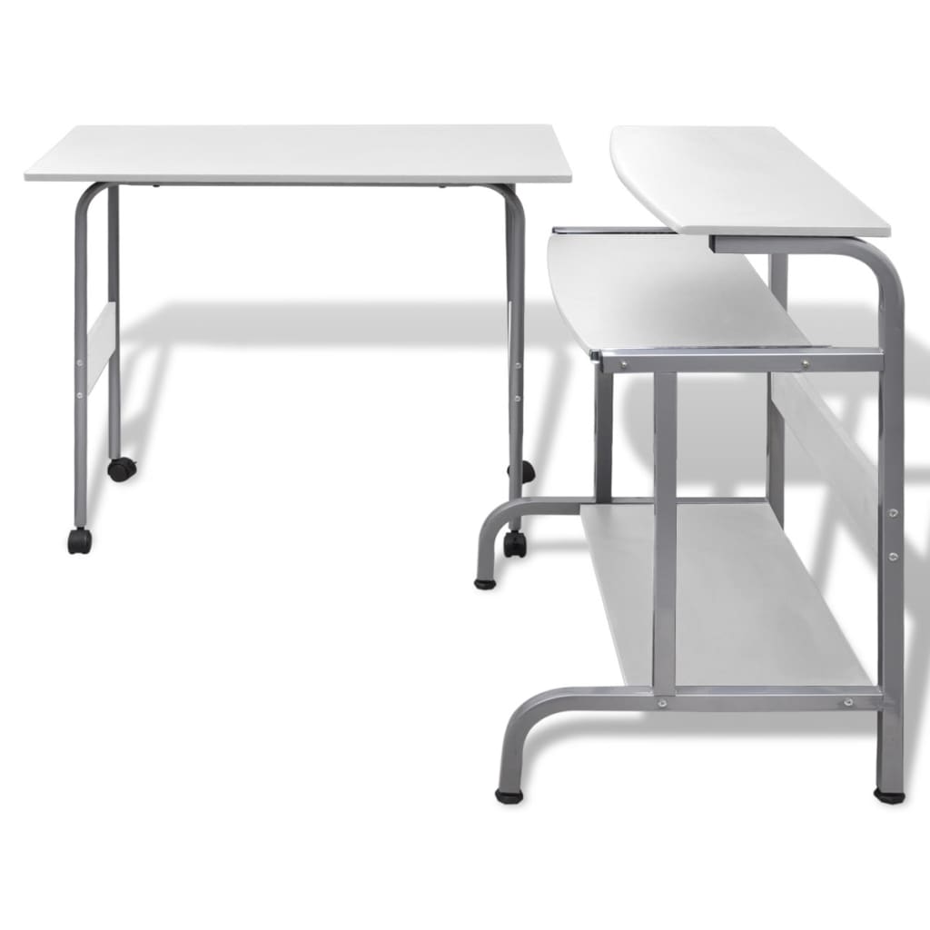 Set pisalne in računalniške mize za pisarno Bele barve